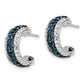 Sterling Silver White And Blue Crystal Resin J Hoop Earrings