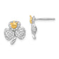 Sterling Silver Rhodium & Gold-Tone Polished Cz Ladybug Clover Post Earrings