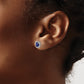 Sterling Silver Rhod-Plated Created Blue/White Sapphire Post Earrings