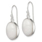 Sterling Silver Polished Oval White Jade Dangle Earrings