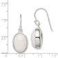 Sterling Silver Polished Oval White Jade Dangle Earrings