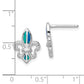 Sterling Silver Rhodium-Plated Polished & Beaded Blue Created Opal Fleur De Lis Post Earrings