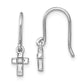 Sterling Silver Rhodium Diam. Cross Dangle Shepherds Hook Earrings