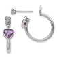 Sterling Silver Diamond & Pink Amethyst Heart Front Back Post Earrings