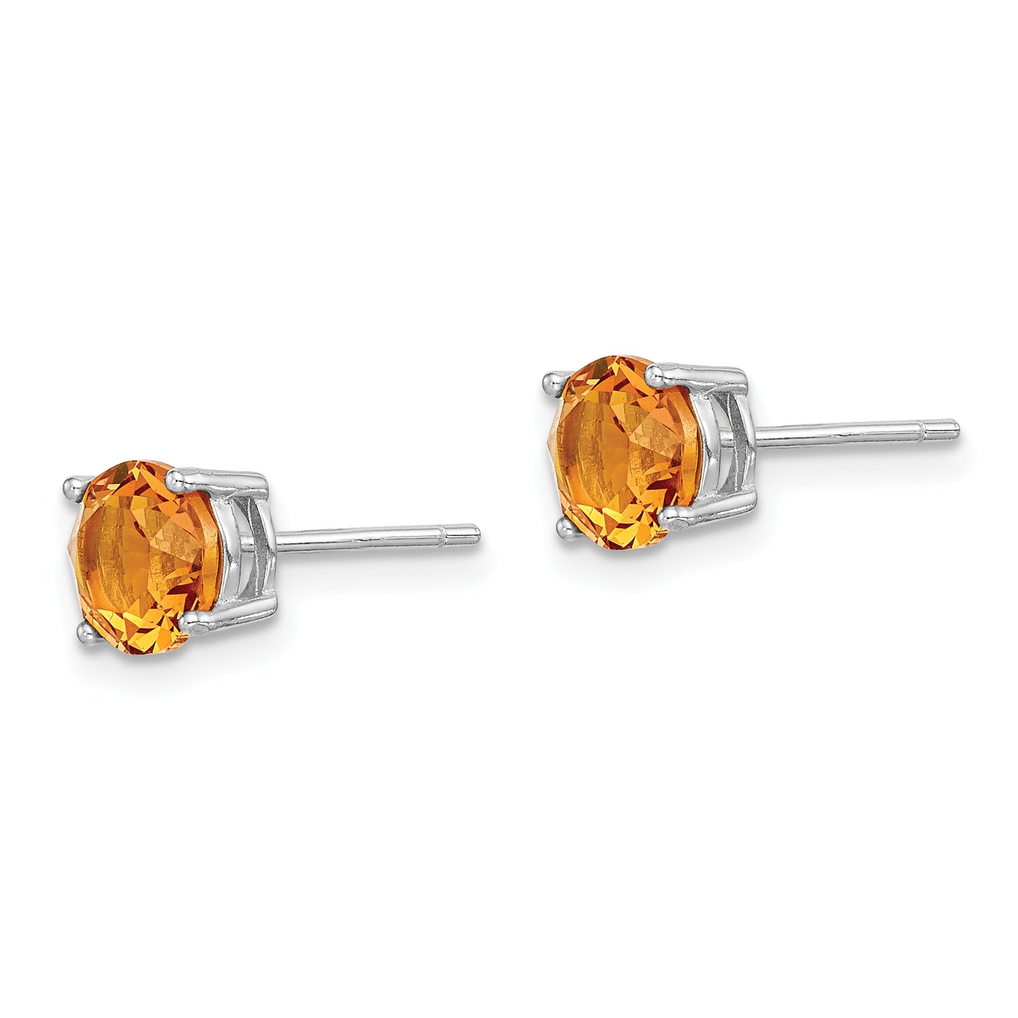 Sterling Silver Rhod-Pltd Yellow Crystal Birthstone Earrings