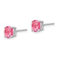 Sterling Silver Rhod-Pltd Pink Crystal Birthstone Earrings