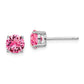 Sterling Silver Rhod-Pltd Pink Crystal Birthstone Earrings