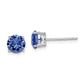 Sterling Silver Rhod-Pltd Blue Crystal Birthstone Earrings