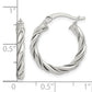 Sterling Silver Twisted Textured 3X20mm Hoop Earrings