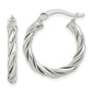 Sterling Silver Twisted Textured 3X20mm Hoop Earrings