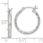 Sterling Silver Textured & Diamond-Cut 2.25mm Round Hoop Earrings