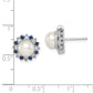 Sterling Silver Rh-Plated Fwc Pearl/Syn. Blue Spinel/Cz Earrings