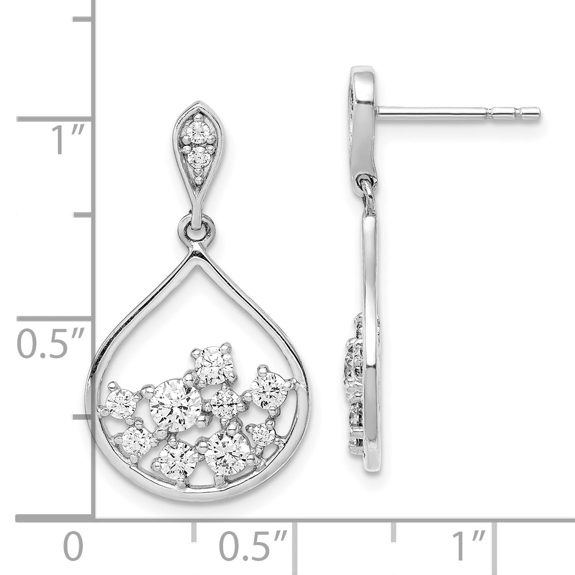 Sterling Silver Rhodium Plated Cz Dangle Earrings