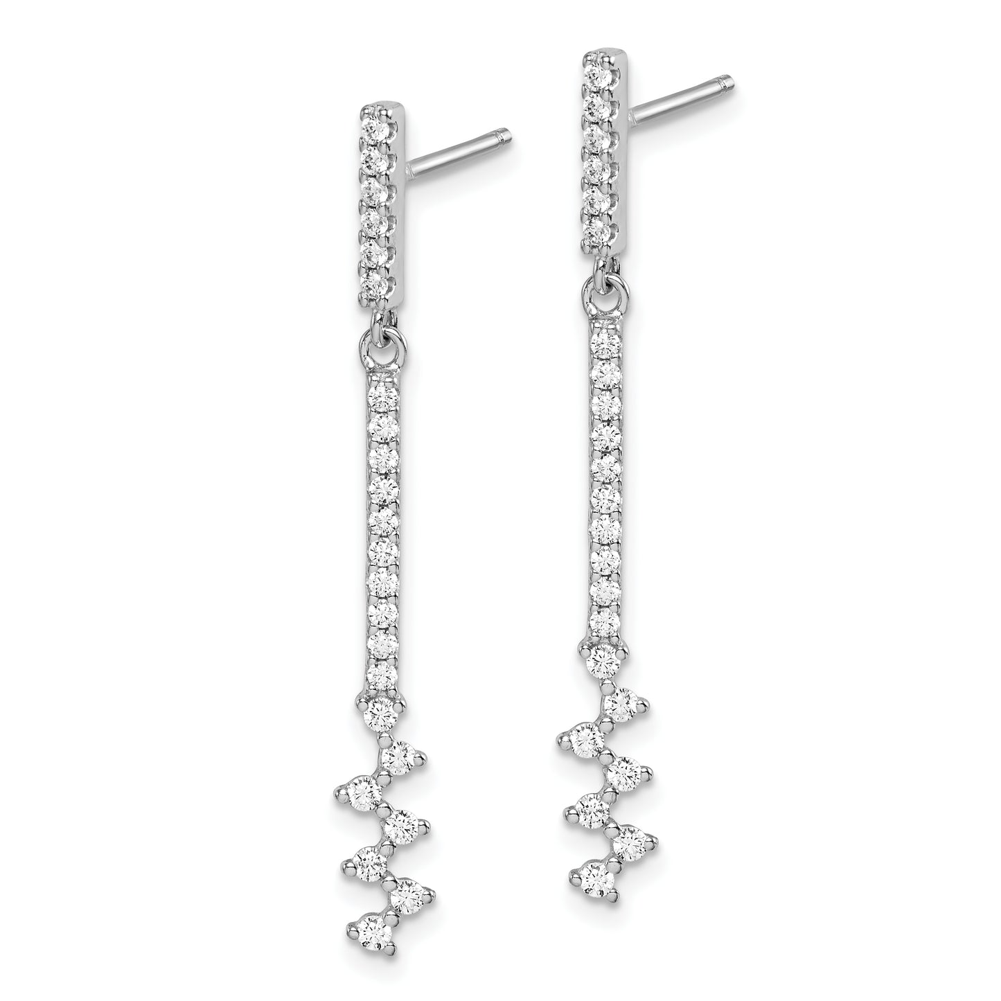 Sterling Silver Rhodium Plated Cz Dangle Earrings