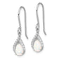 Sterling Silver Rhodium Plated Cz And Lab Created Opal Dangle Earrings