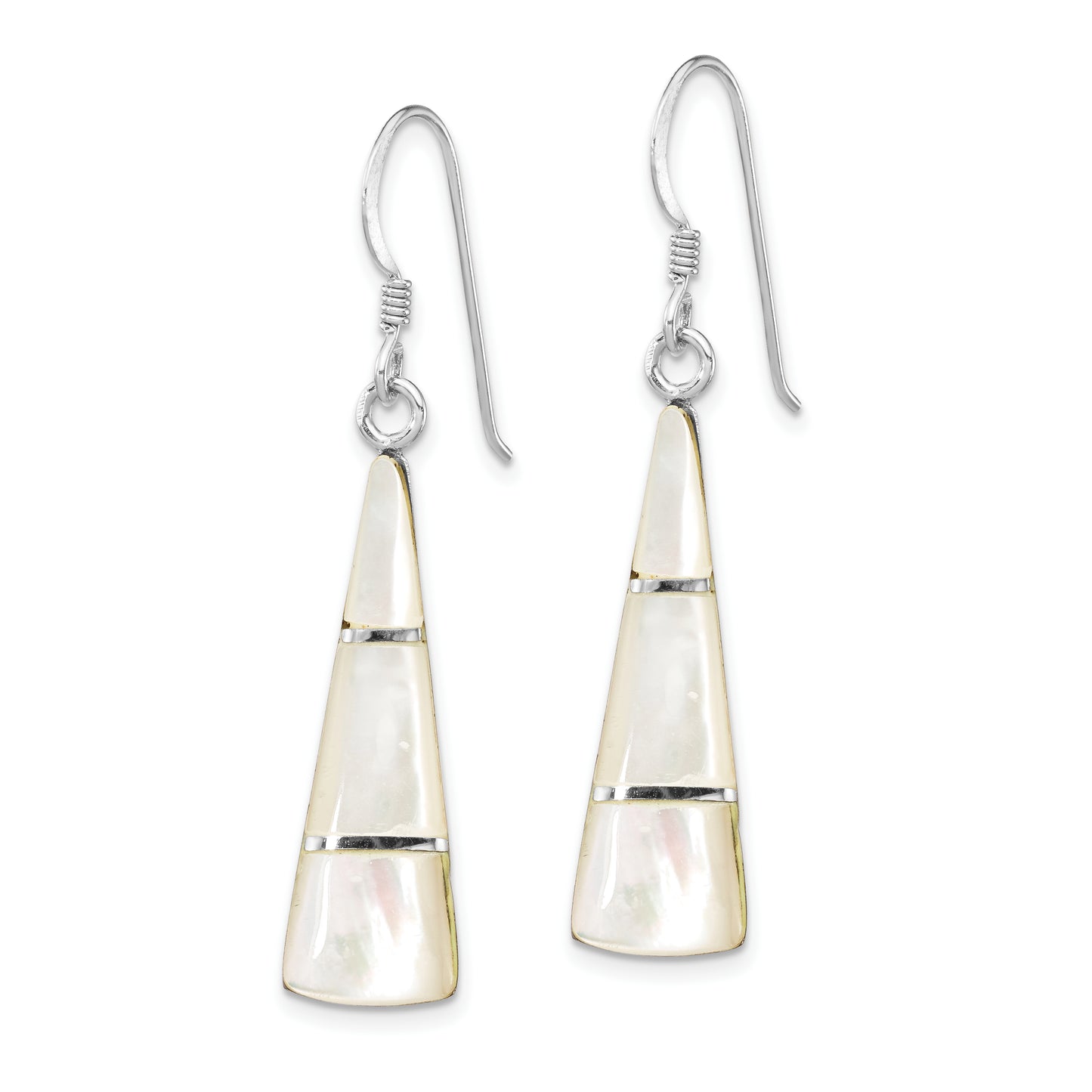 Sterling Silver Rhodium-Plated Polished Mother Of Pearl Dangle Earrings