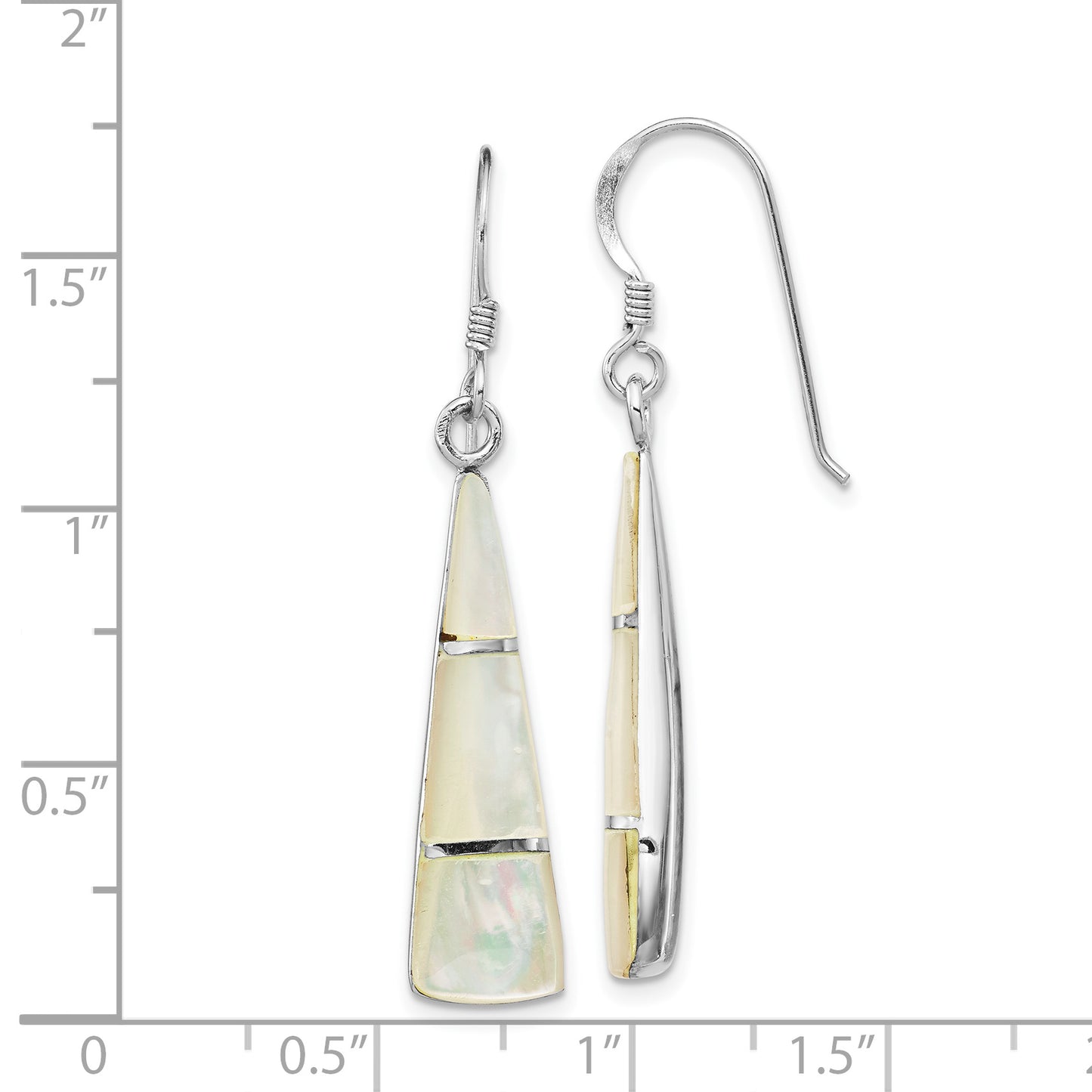 Sterling Silver Rhodium-Plated Polished Mother Of Pearl Dangle Earrings