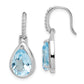 Sterling Silver Rhodium-Plated Blue Topaz Teardrop Dangle Earrings