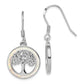 Sterling Silver Rhod-Plated Creat Opal Circle W/ Tree Dangle Earrings