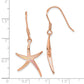 Sterling Silver Rose-Tone Created Opal Inlay Star Fish Dangle Earrings