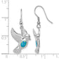 Sterling Silver Rhodium-Plated Created Blue Opal Bird Dangle Earrings