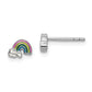 Sterling Silver Rhodium-Plated Polished & Multi-Color Enameled Rainbow Clouds Children'S Post Earrings