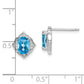 Sterling Silver Rhodium Plated Blue Topaz And White Cz Earrings