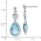 Sterling Silver Rhodium-Plated White And Blue Topaz Post Dangle Earrings