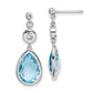 Sterling Silver Rhodium-Plated White And Blue Topaz Post Dangle Earrings