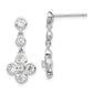 Sterling Silver Rhodium-Plated Polished Cz Post Dangle Earrings