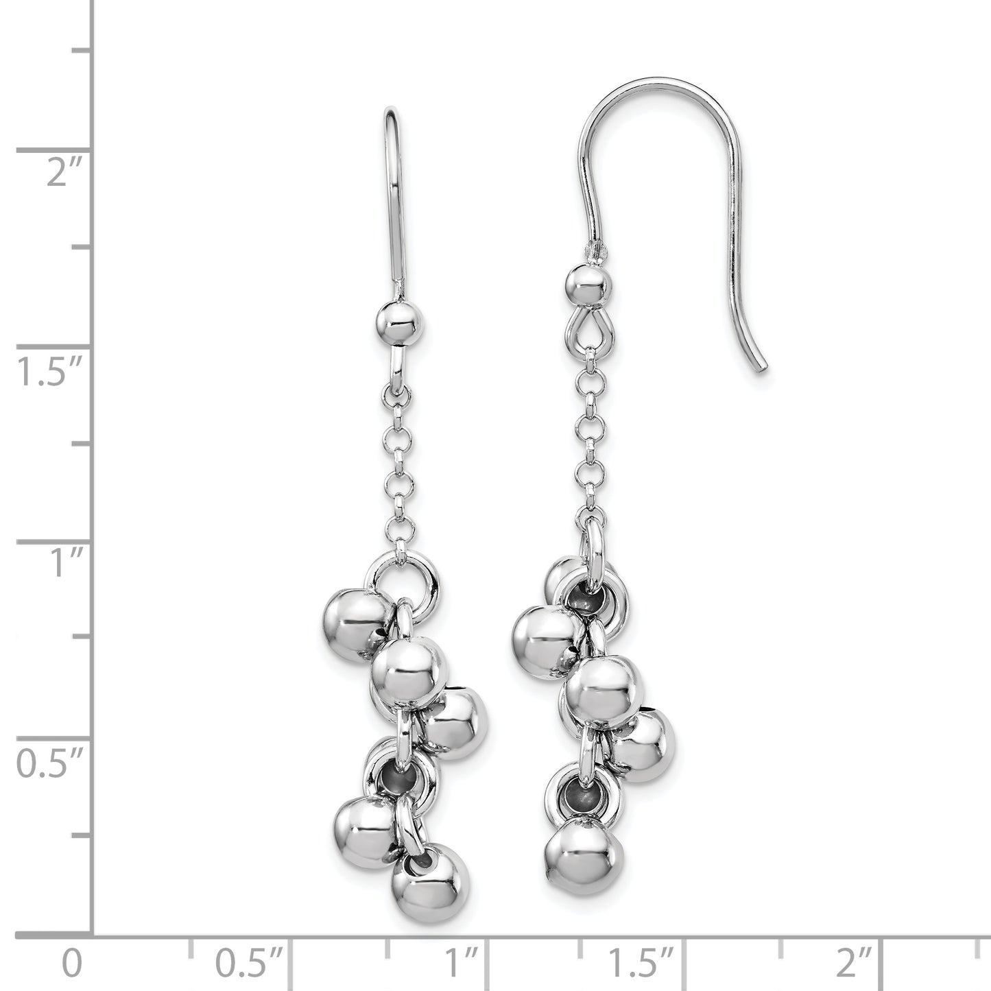 Sterling Silver Rhodium-Plated Beads Dangle Earrings