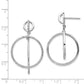 Sterling Silver Rhodium-Plated Cz Circles Dangle Post Earrings