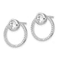 Sterling Silver Rh-Plated Cz Circle Dangle Jackets With Post Earrings