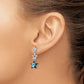 Sterling Silver Rhodium-Plated Blue Crystal Star Dangle Post Earrings