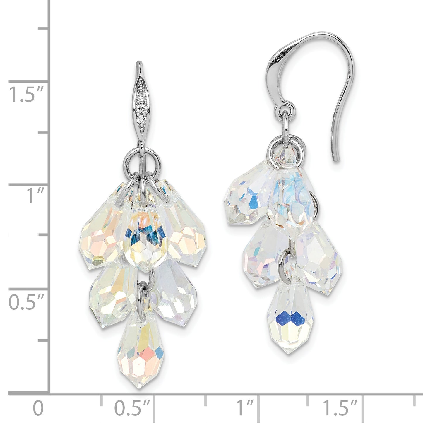 Sterling Silver Rhodium-Plated Aurora Crystal Dangle Earrings