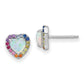 Sterling Silver Prizma Rhodium-Plated Lab Created Opal And Colorful Cz Heart Post Earrings