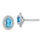 Sterling Silver Rhod-Plat Light Swiss Blue Topaz Oval Post Earrings