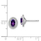 Sterling Silver Rhod-Plat Amethyst Oval Post Earrings