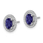 Sterling Silver Rhod-Plat Create Sapphire Oval Post Earrings