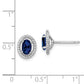 Sterling Silver Rhod-Plat Create Sapphire Oval Post Earrings