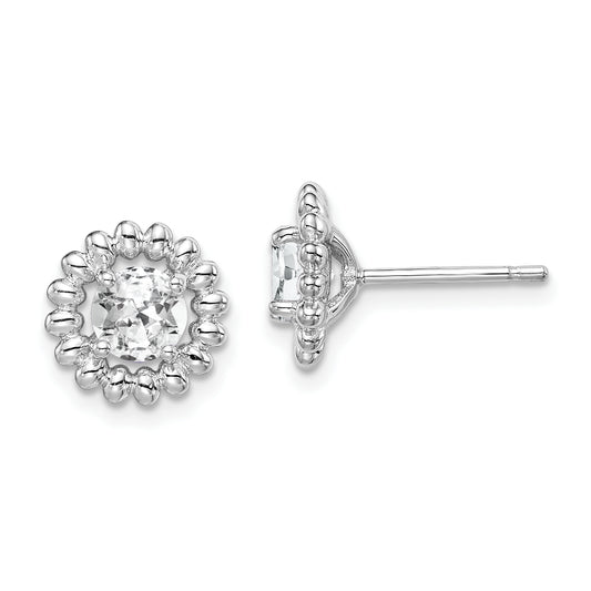 Sterling Silver Rhod-Plat White Topaz Earrings