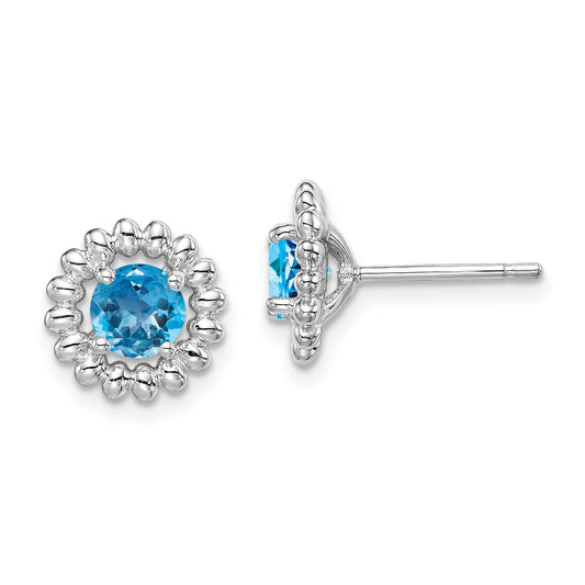 Sterling Silver Rhod-Plat Lb Topaz Earrings