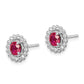 Sterling Silver Rhod-Plat Created Ruby Earrings