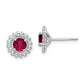 Sterling Silver Rhod-Plat Created Ruby Earrings