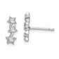 Sterling Silver Rhodium-Plated Cz Triple Star Stud Earrings