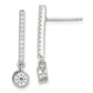 Sterling Silver Rhodium-Plated Polished Cz Bar Post Dangle Earrings