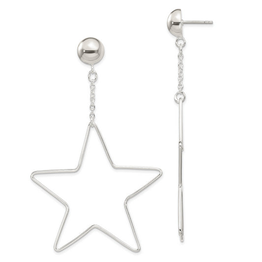 Sterling Silver Star Dangle Post Earrings