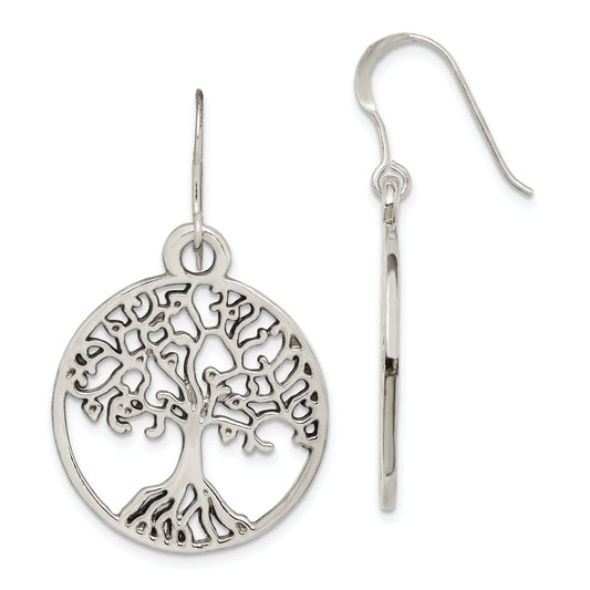 Sterling Silver Tree Of Life Dangle Earrings