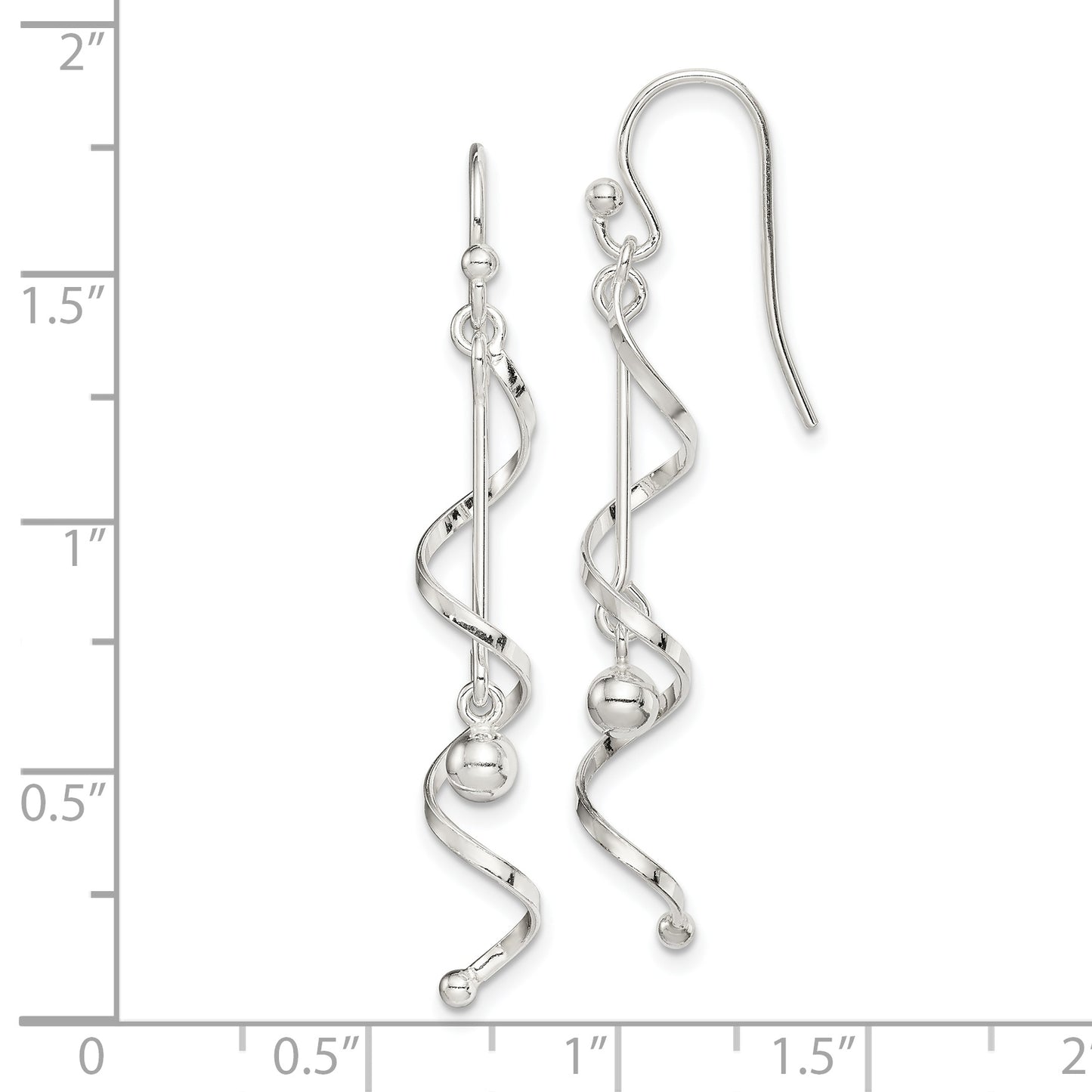 Sterling Silver Polished Twisted Dangle Earrings