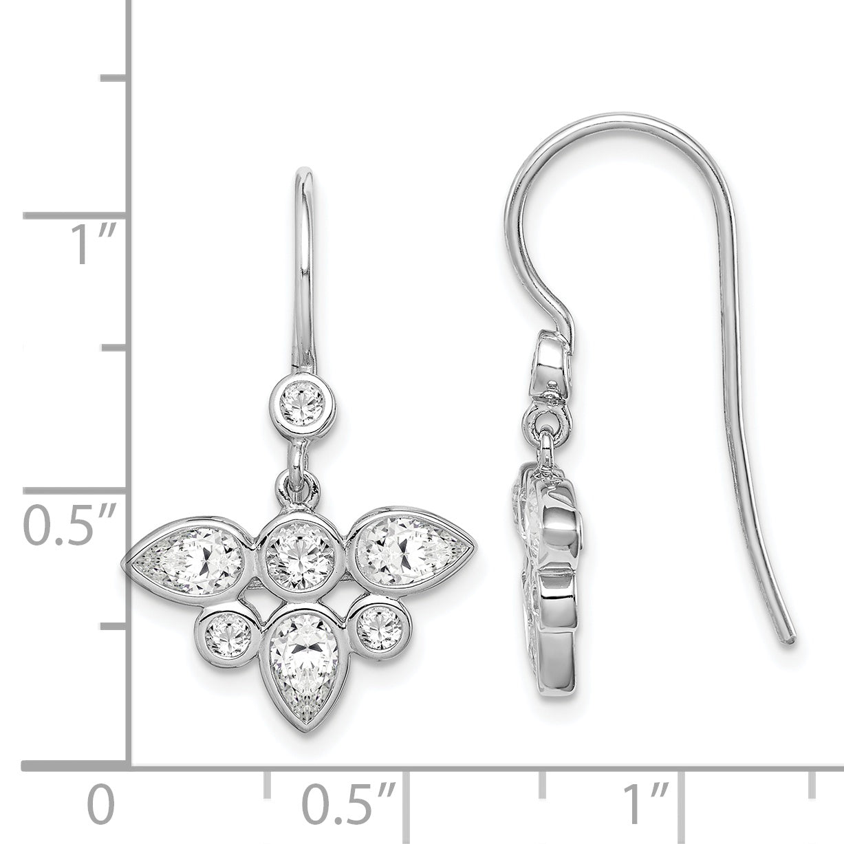 Sterling Silver Rhodium Plated Cz Dangle Earrings